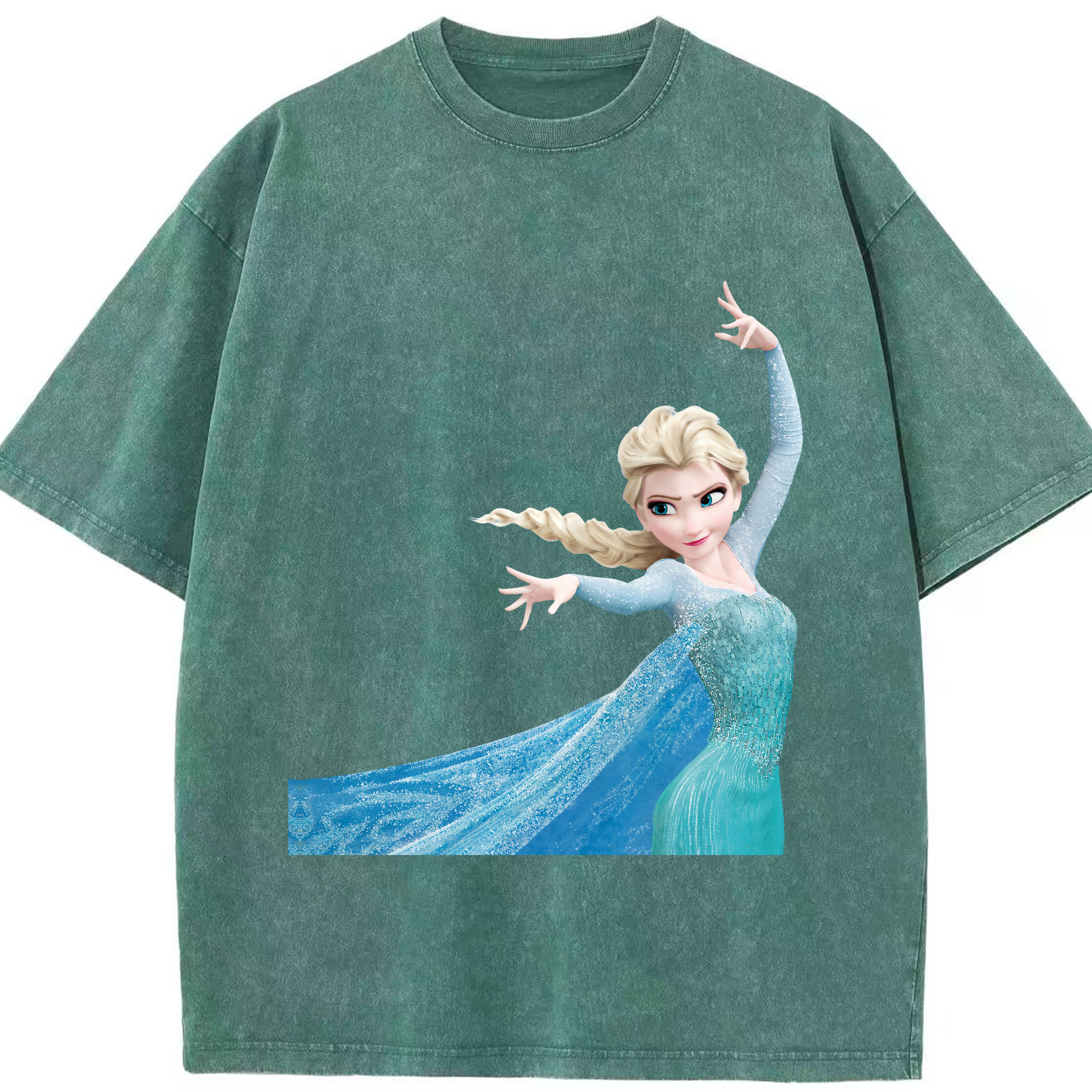 （画像用） アナと雪の女王 アンナ エルサ Frozen Anna Elsa 綿100% ヴィンテージ風 半袖Tシャツ（フロントプリント）